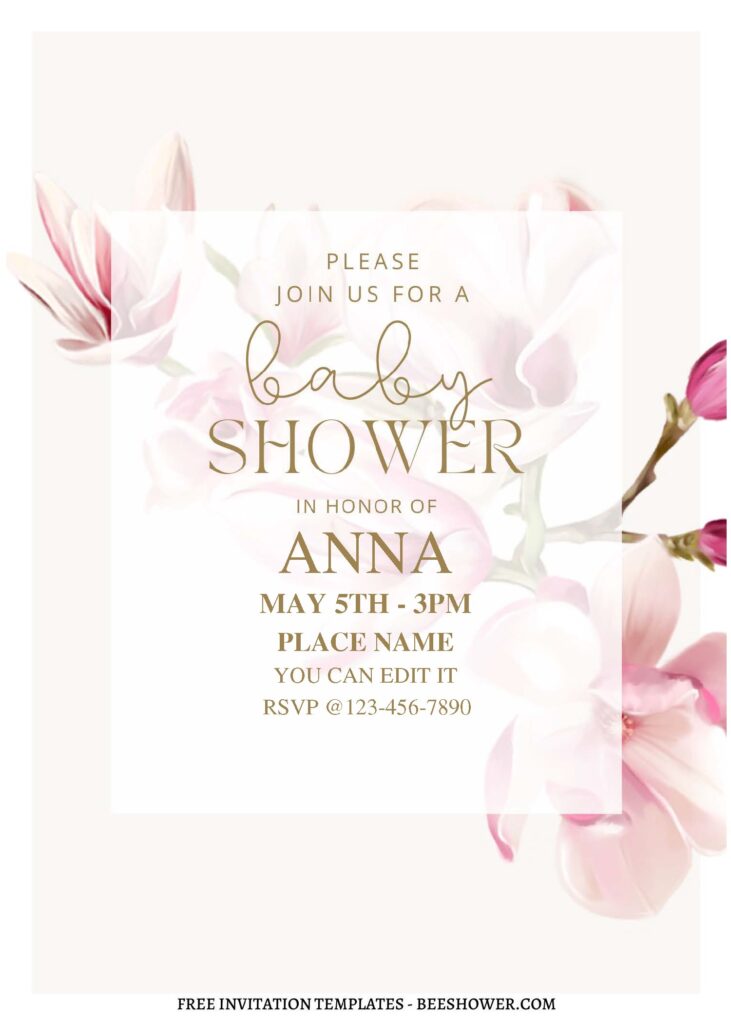 (Free Editable PDF) Dreamy Floral Baby Shower Invitation Templates A
