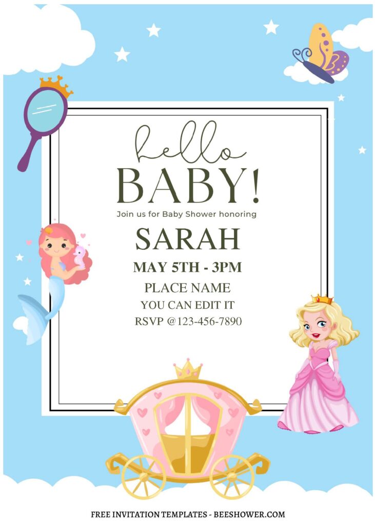 (Free Editable PDF) Charming & Pretty Princess Birthday Invitation Templates A