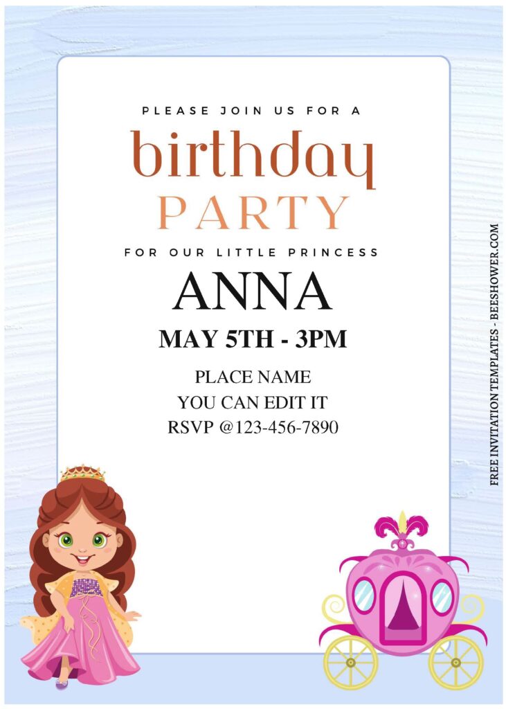 (Free Editable PDF) Adorable Princess And Unicorn Baby Shower Invitation Templates A