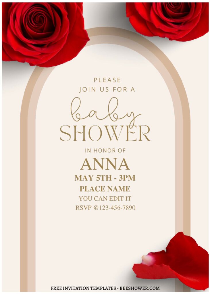 (Free Editable PDF) Classy Rose Petals Baby Shower Invitation Templates A