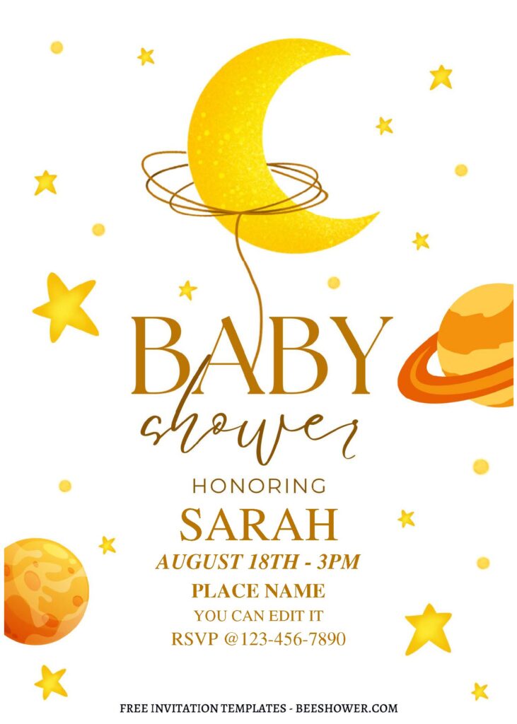 (Free Editable PDF) Starry Night Baby Shower Invitation Templates B
