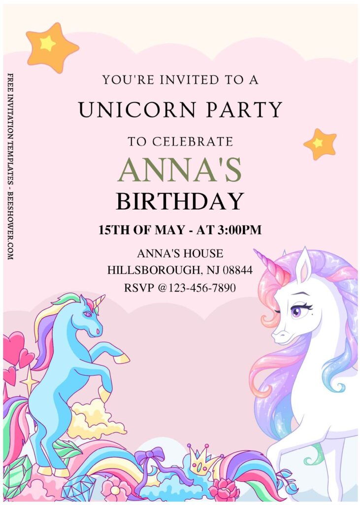 (Free Editable PDF) Shimmering Unicorn Birthday Invitation Templates A