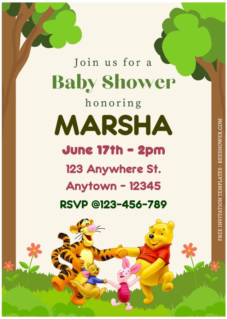 (Free Editable PDF) Winnie The Pooh Baby Shower Invitation Templates A