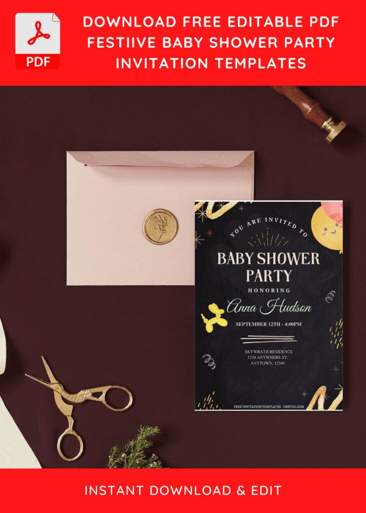 (Free Editable PDF) Cheerful Baby Shower Party Invitation Templates I