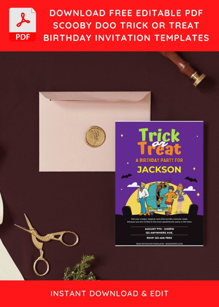 (Free Editable PDF) Creepy & Magical Scooby Doo Baby Shower Invitation Templates I