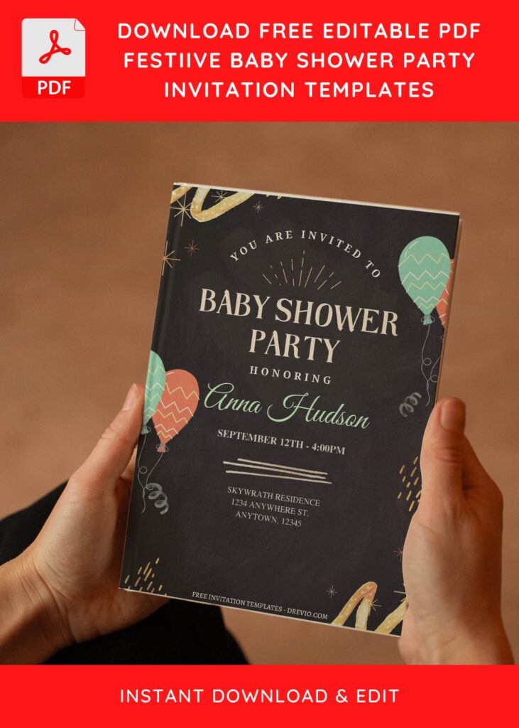 (Free Editable PDF) Cheerful Baby Shower Party Invitation Templates E