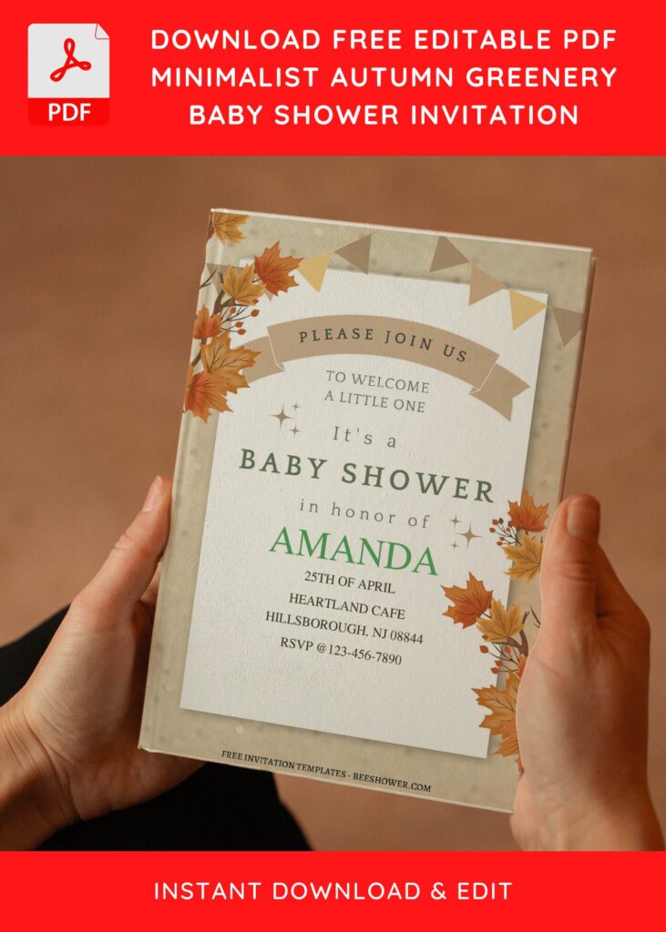 (Free Editable PDF) Stunning Autumn Maple Leaf Baby Shower Invitation Templates E