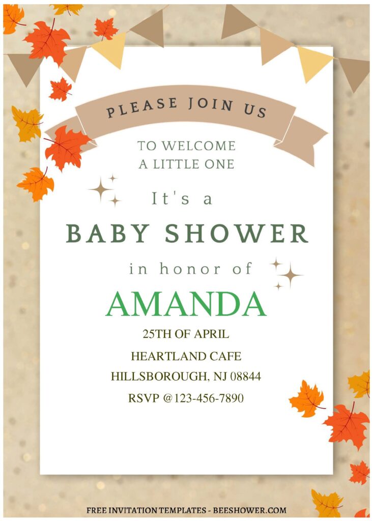 (Free Editable PDF) Stunning Autumn Maple Leaf Baby Shower Invitation Templates C