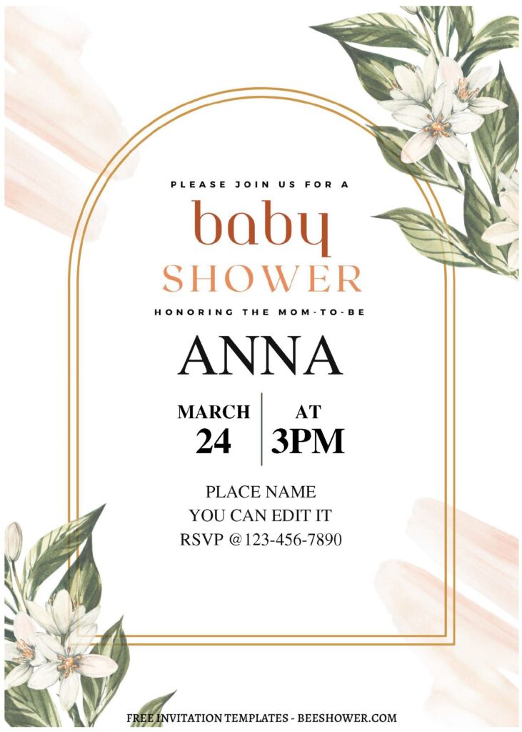 (Free Editable PDF) Blossoming Flower Baby Shower Invitation Templates C