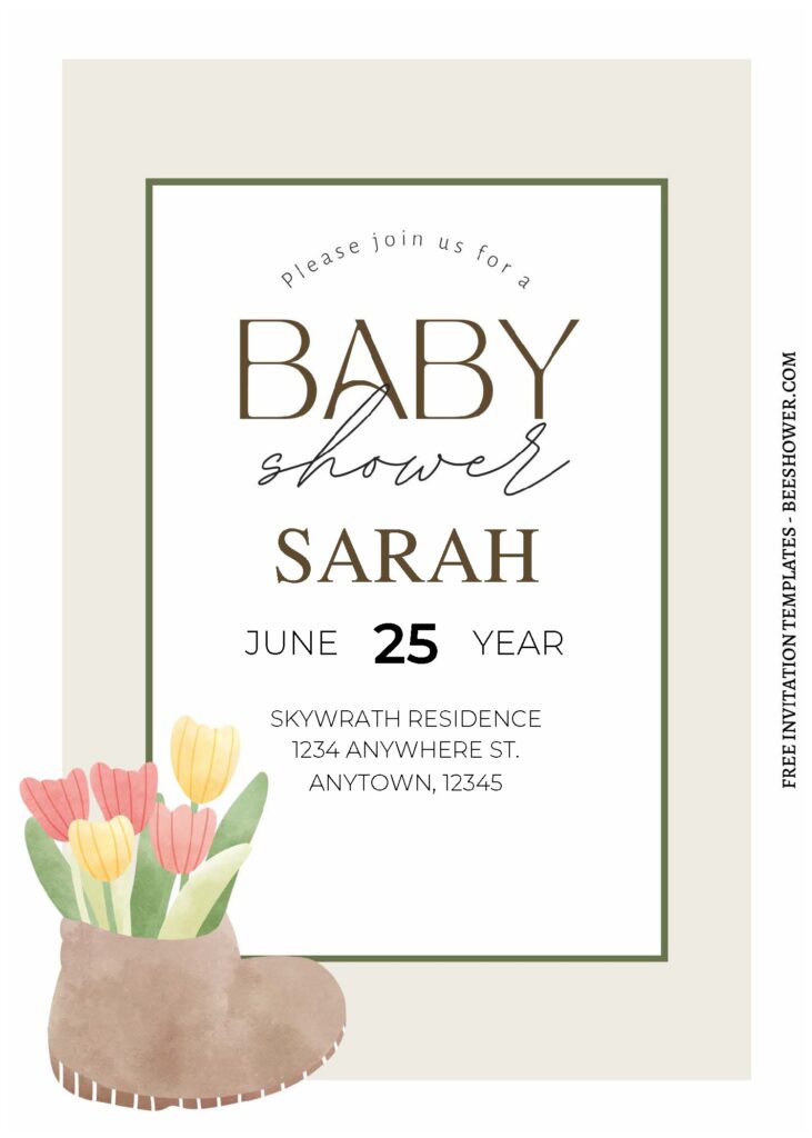 (Free Editable PDF) Wonderful Garden Flowers Baby Shower Invitation Templates A