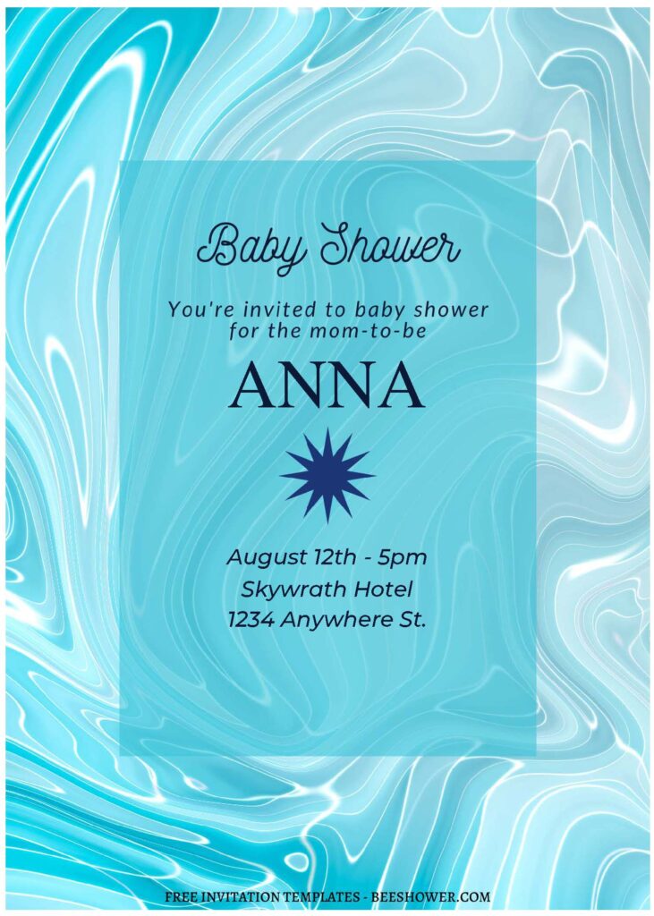 (Free Editable PDF) Artsy Watercolor Marble Baby Shower Invitation Templates A