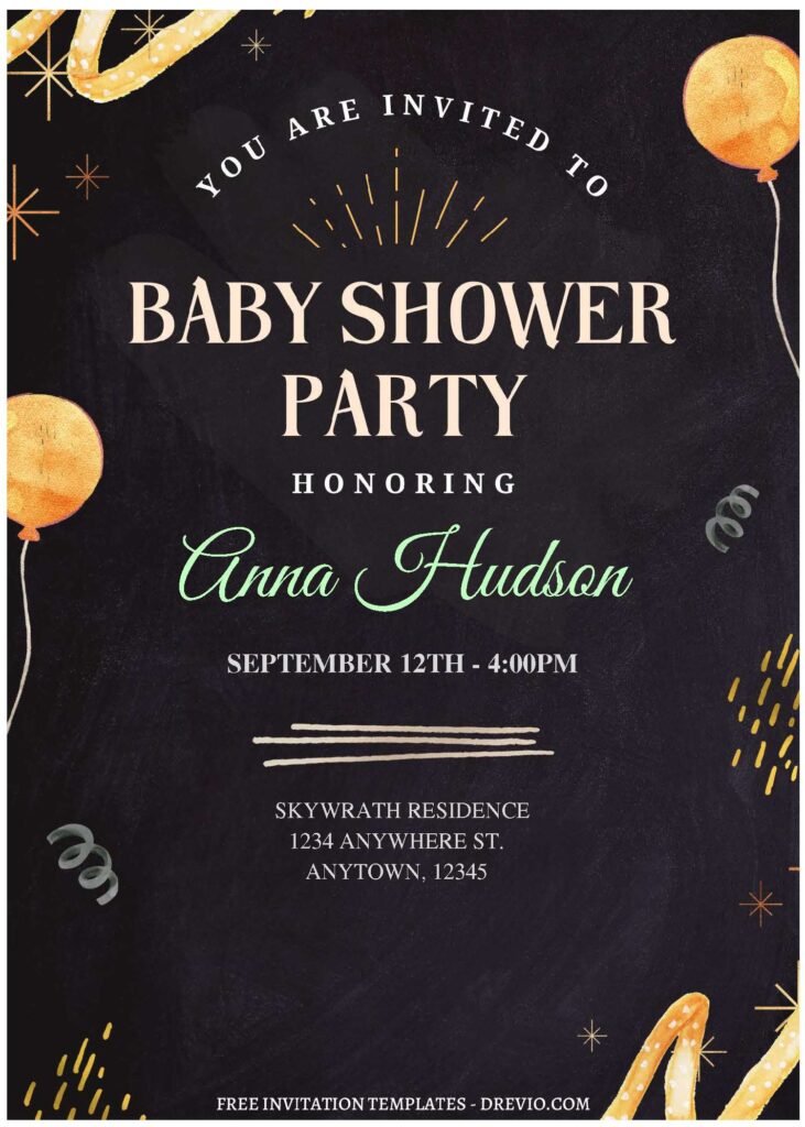 (Free Editable PDF) Cheerful Baby Shower Party Invitation Templates C