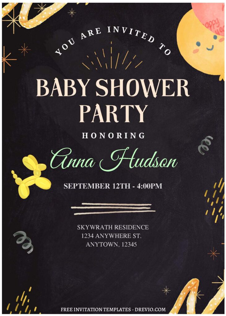 (Free Editable PDF) Cheerful Baby Shower Party Invitation Templates A