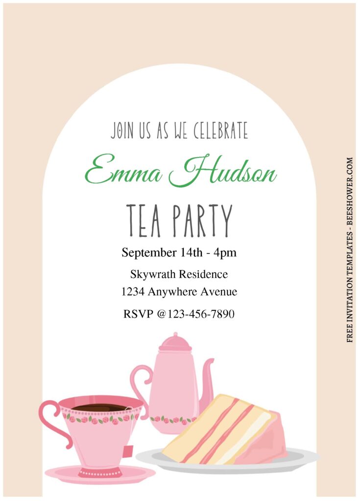 (Free Editable PDF) Calming Garden Tea Party Baby Shower Invitation Templates C