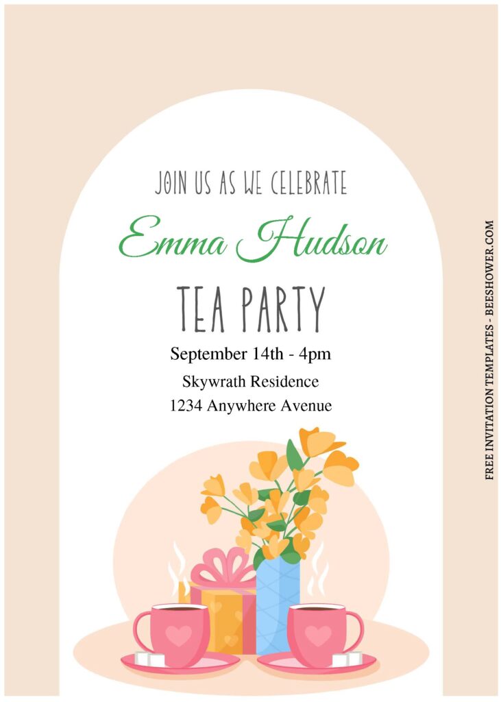 (Free Editable PDF) Calming Garden Tea Party Baby Shower Invitation Templates A