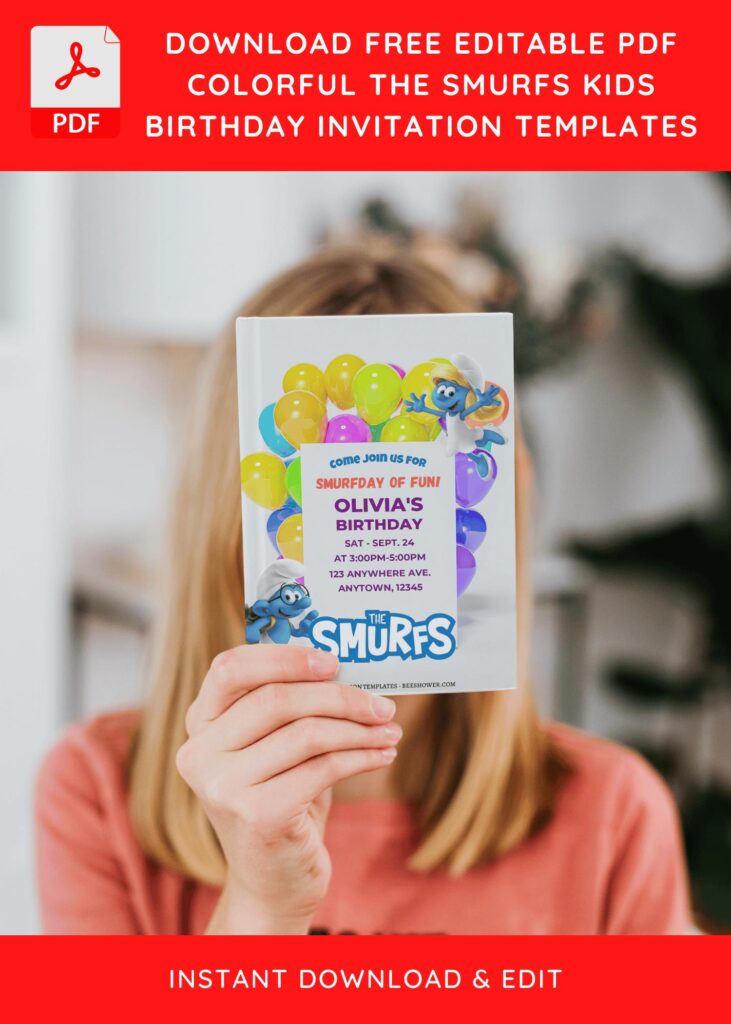 (Free Editable PDF) The Smurfs Baby Shower Invitation Templates J