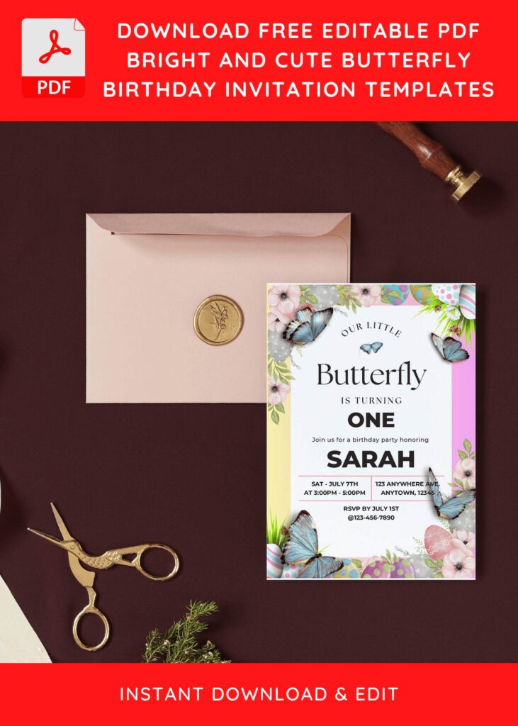 (Free Editable PDF) Butterfly Garden Baby Shower Invitation Templates I