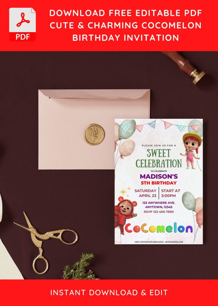 (Free Editable PDF) Sweet Celebration Cocomelon Baby Shower Invitation Templates I