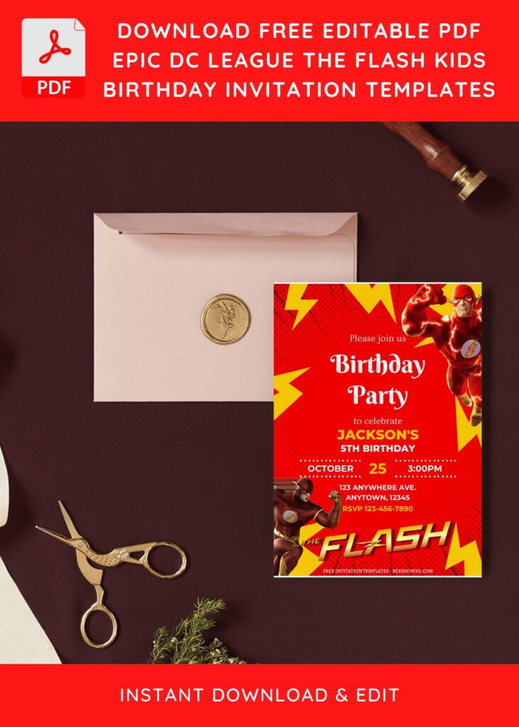 (Free Editable PDF) The Flash Baby Shower Invitation Templates I