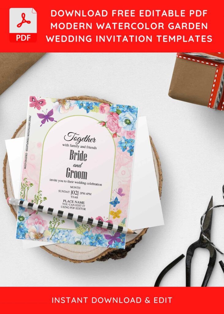 (Free Editable PDF) Magical Floral And Butterfly Baby Shower Invitation Templates H