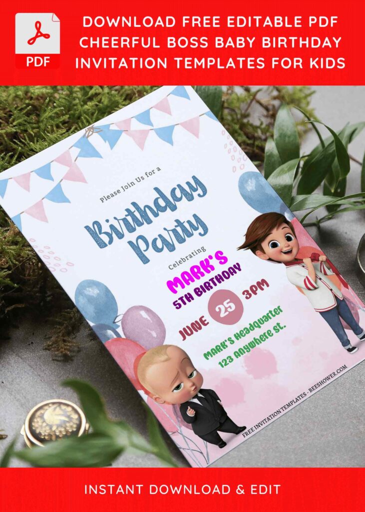(Free Editable PDF) Charming Boss Baby Shower Invitation Templates F