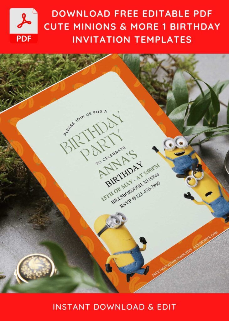 (Free Editable PDF) Minions And More 1 Baby Shower Invitation Templates