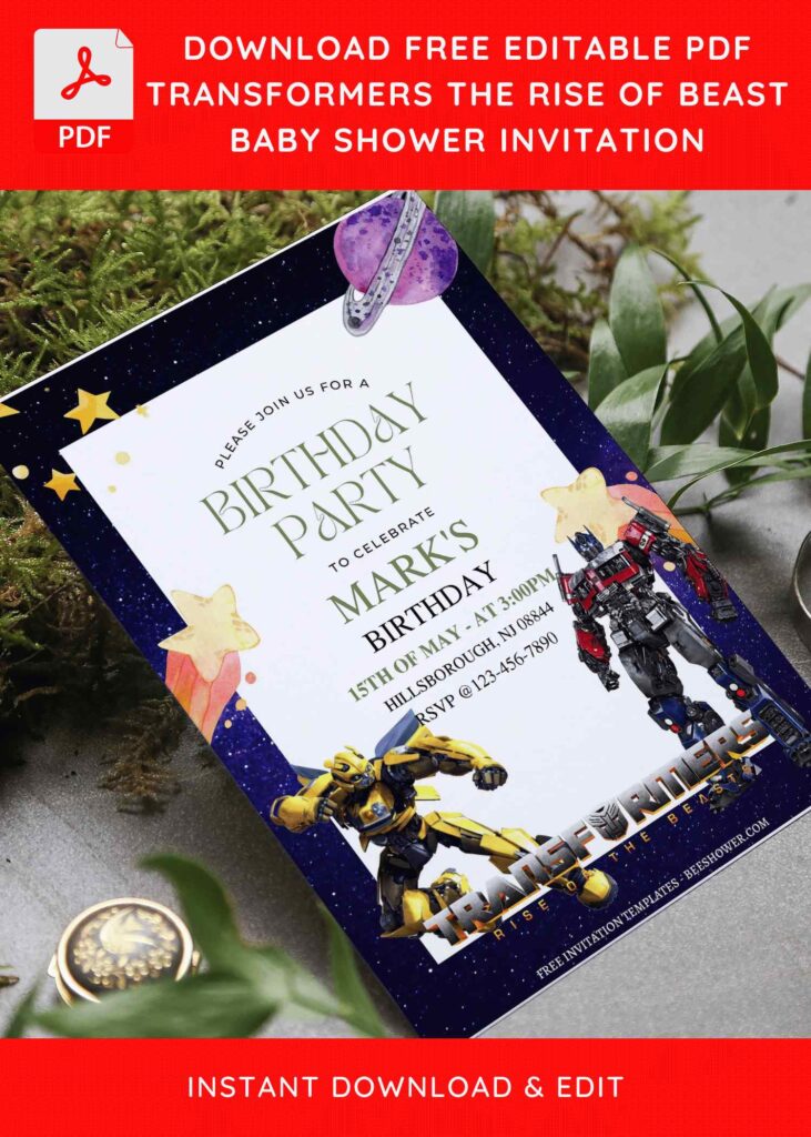 (Free Editable PDF) Awesome Transformers Baby Shower Invitation Templates with editable format