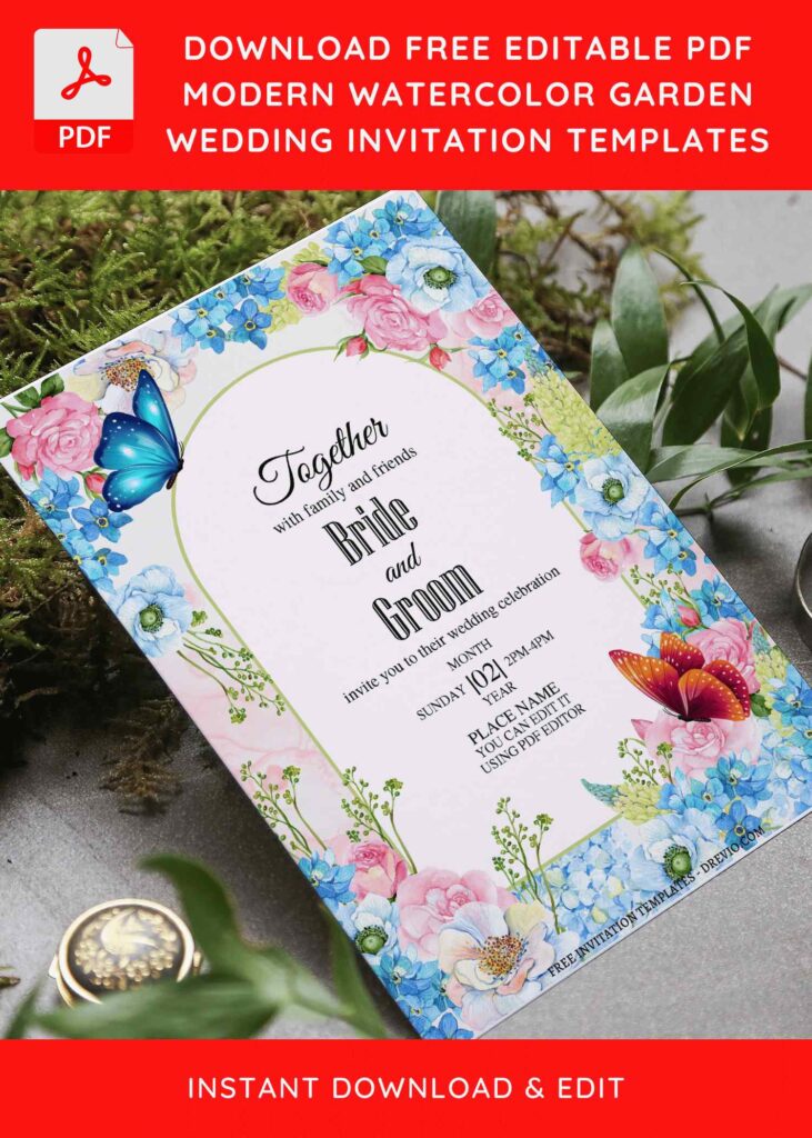 (Free Editable PDF) Magical Floral And Butterfly Baby Shower Invitation Templates F
