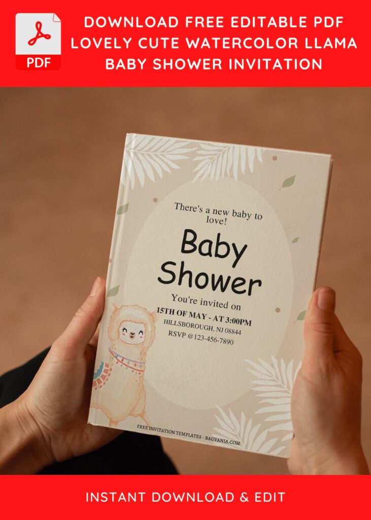 (Free Editable PDF) Lovely Boho Llama Fiesta Baby Shower Invitation Templates E