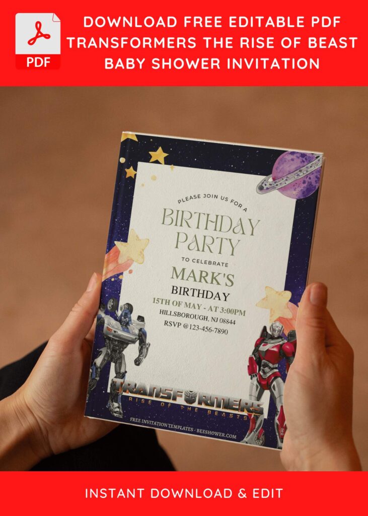 (Free Editable PDF) Awesome Transformers Baby Shower Invitation Templates E