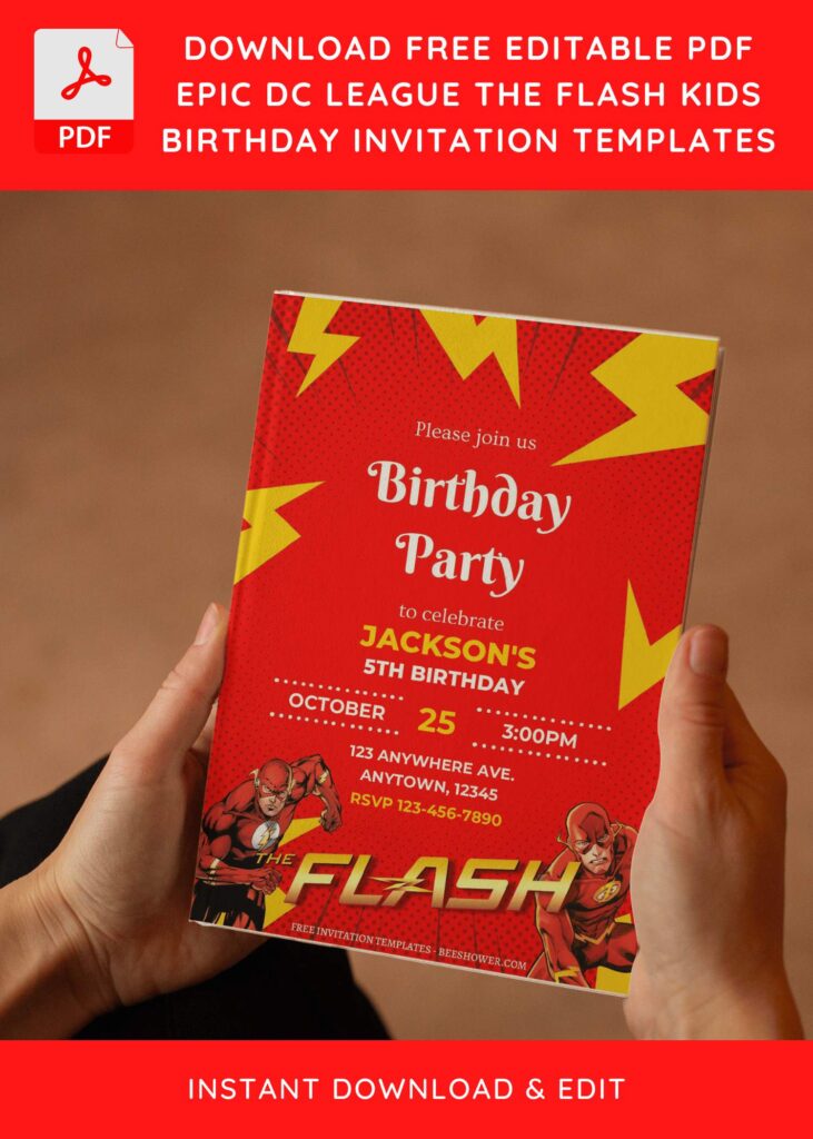 (Free Editable PDF) The Flash Baby Shower Invitation Templates E