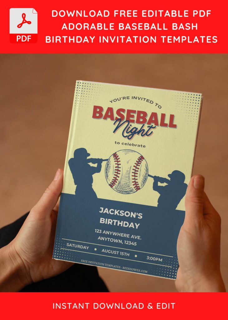 (Free Editable PDF) Baseball Night Baby Shower Invitation Templates with catchy wording
