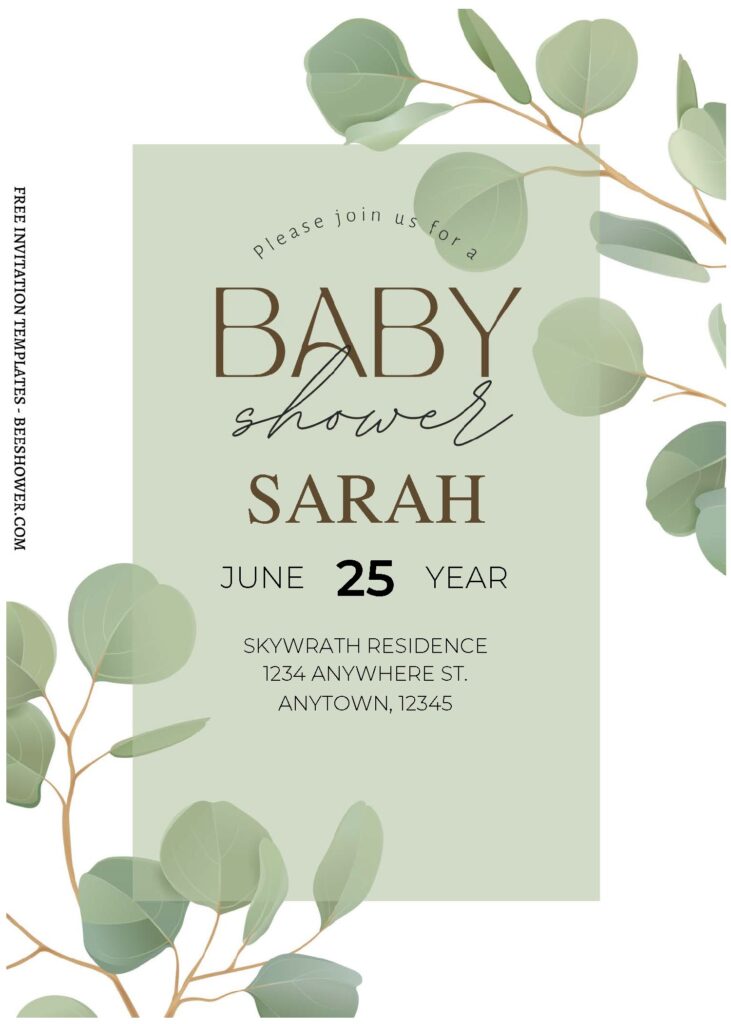 (Free Editable PDF) Soothing Garden Greenery Baby Shower Invitation Templates C