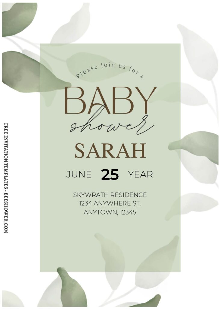 (Free Editable PDF) Soothing Garden Greenery Baby Shower Invitation Templates A