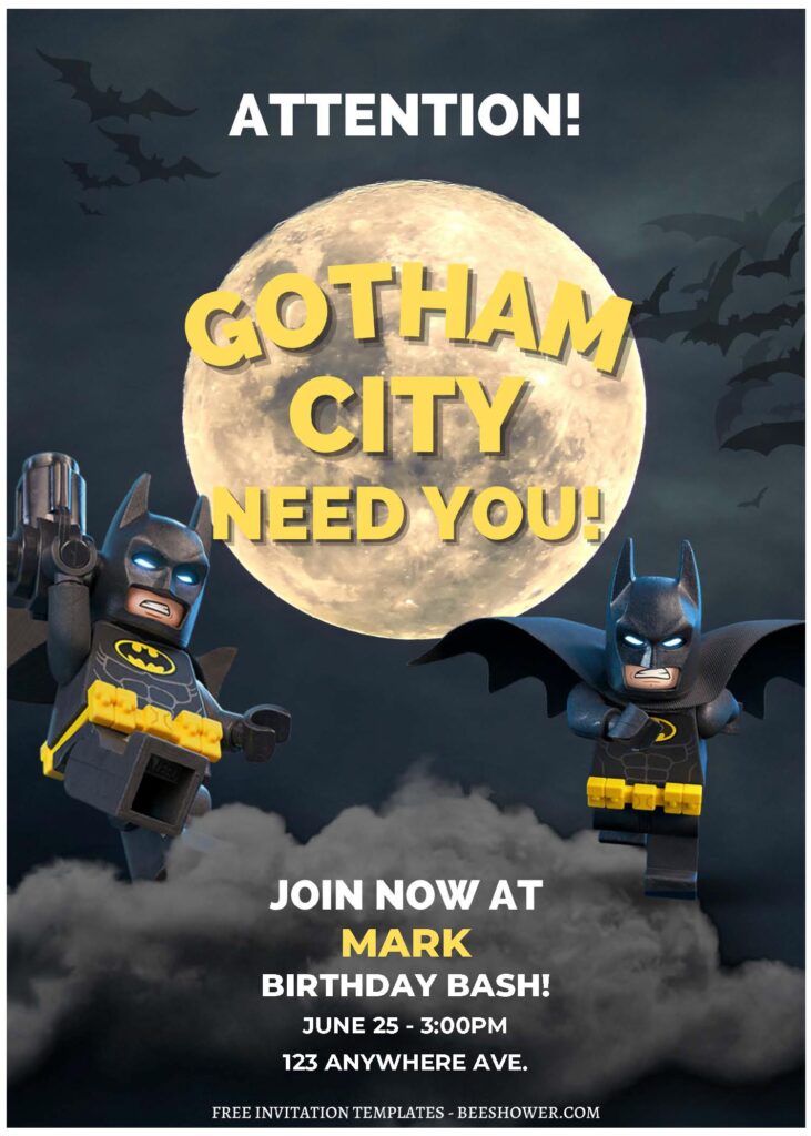 (Free Editable PDF) Batman The Doom At Gotham Baby Shower Invitation Templates a