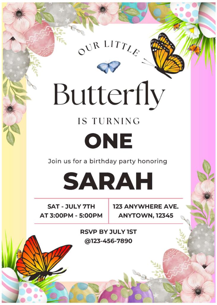 (Free Editable PDF) Butterfly Garden Baby Shower Invitation Templates C