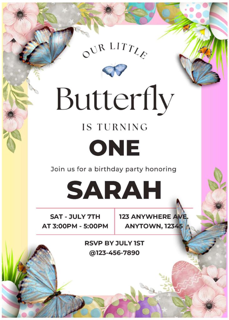 (Free Editable PDF) Butterfly Garden Baby Shower Invitation Templates A