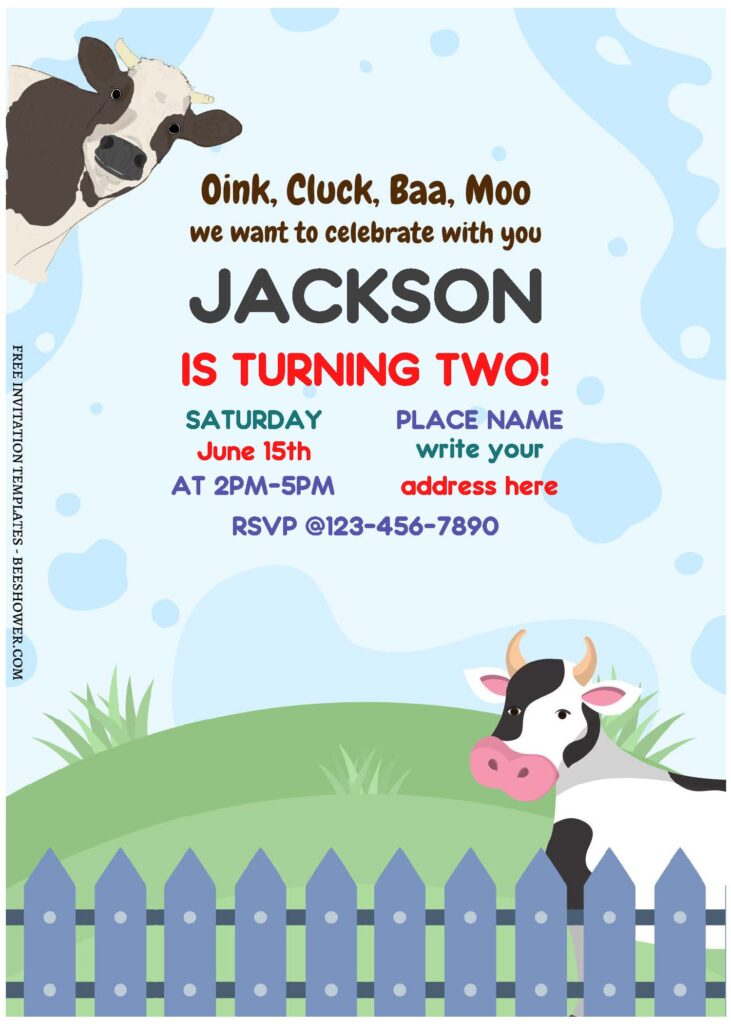 (Free Editable PDF) Watercolor Farm Animal Baby Shower Invitation Templates C