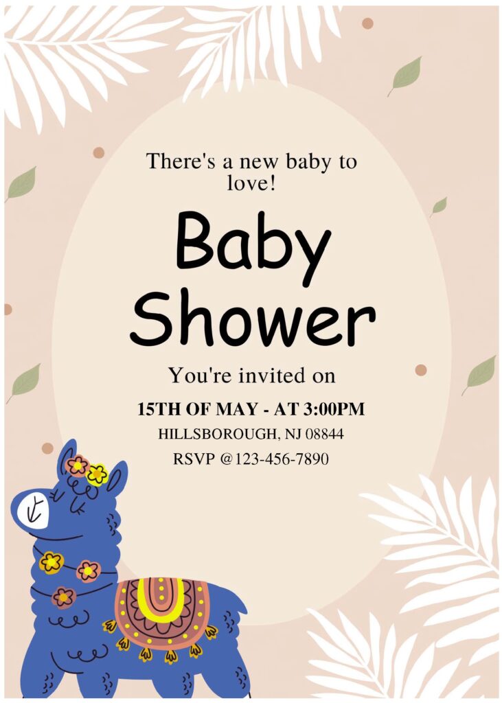 (Free Editable PDF) Lovely Boho Llama Fiesta Baby Shower Invitation Templates A