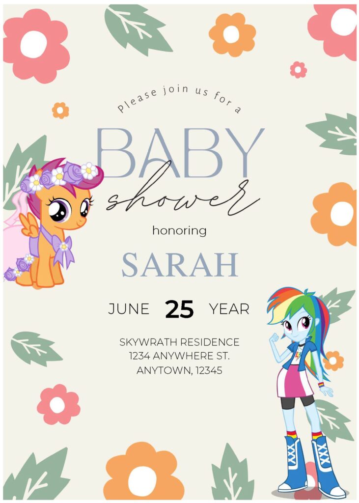 (Free Editable PDF) My Little Pony Extravaganza Baby Shower Invitation Templates C
