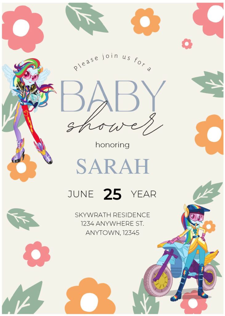 (Free Editable PDF) My Little Pony Extravaganza Baby Shower Invitation Templates A