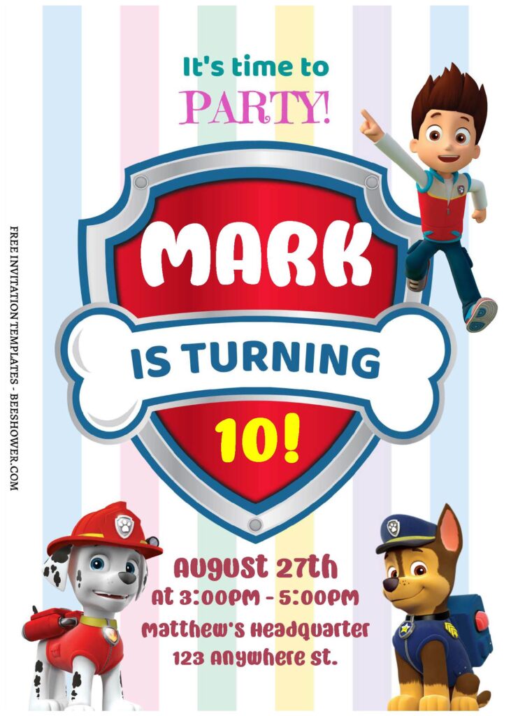 (Free Editable PDF) The Mighty PAW Patrol Baby Shower Invitation Templates A