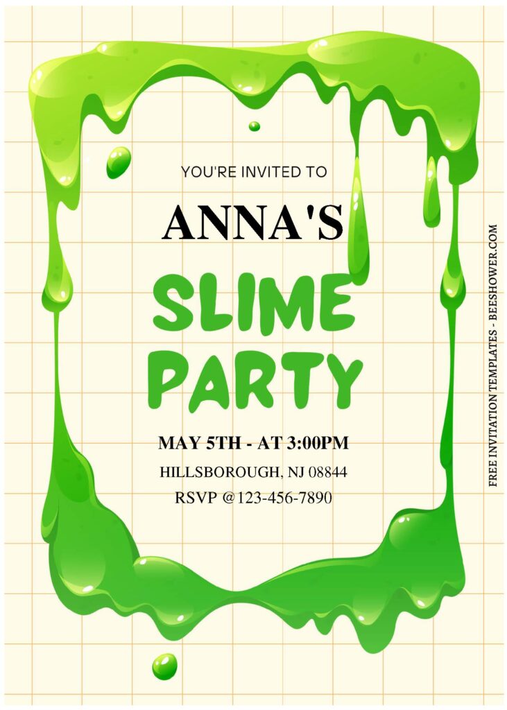 (Free Editable PDF) Adorable Slime Party Baby Shower Invitation Templates C