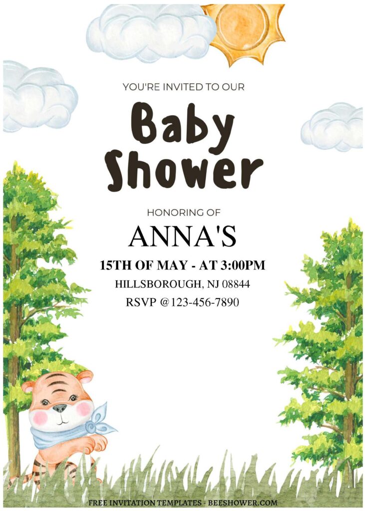 (Free Editable PDF) Cute Little Cub Baby Shower Invitation Templates C