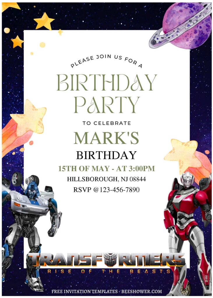 (Free Editable PDF) Awesome Transformers Baby Shower Invitation Templates C