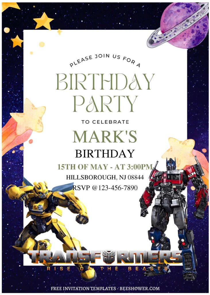(Free Editable PDF) Awesome Transformers Baby Shower Invitation Templates with Optimus Prime