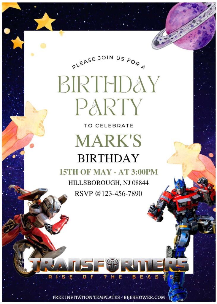 (Free Editable PDF) Awesome Transformers Baby Shower Invitation Templates A