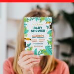 (Free Editable PDF) Cute Tropical Summer Baby Shower Invitation Templates