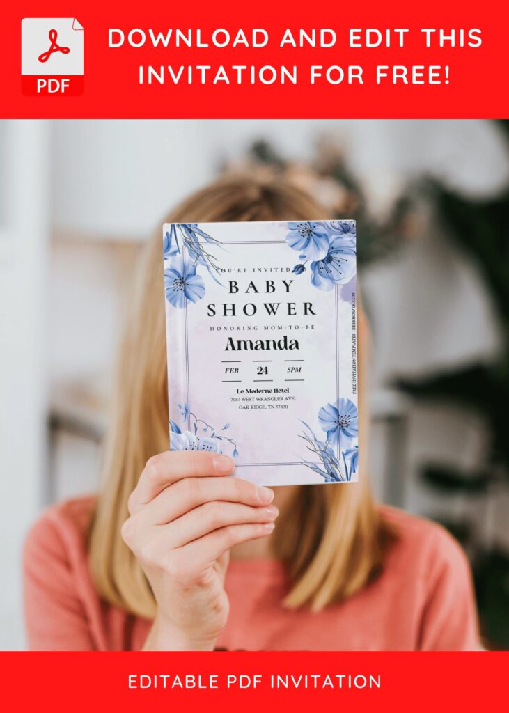 (Free Editable PDF) Stunning Bellflowers Baby Shower Invitation Templates J