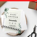 (Free Editable PDF) Delicate Watercolor Eucalyptus Baby Shower Invitation Templates H